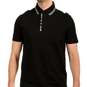 Versace Men's Black Logo Embroidery Short Sleeve Polo Shirt US 2XL IT 56